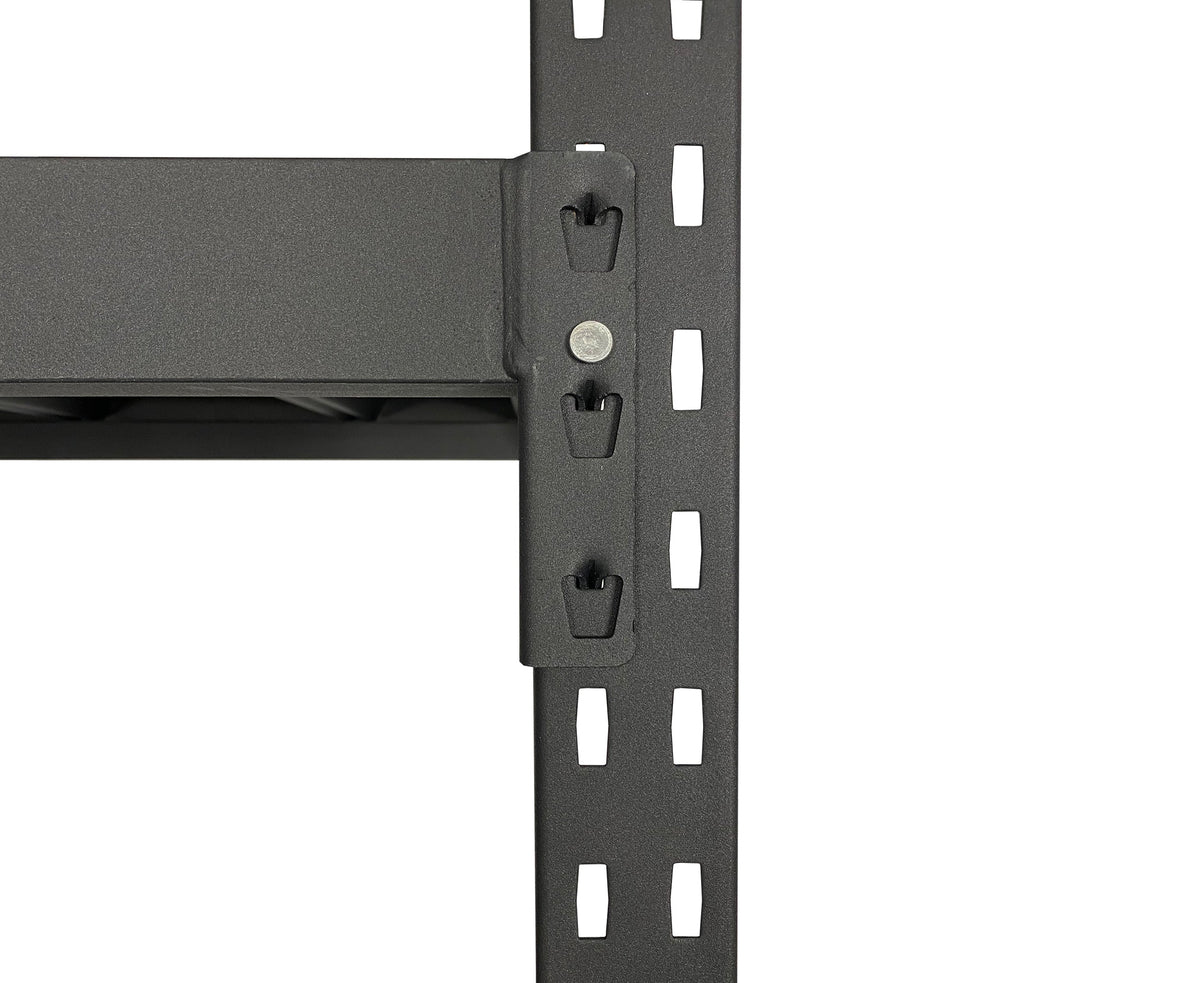 Shelf surface and frame connection showing steel construction